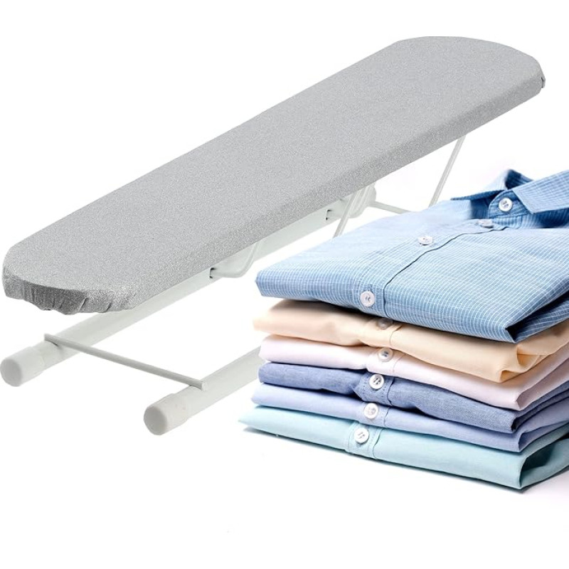 KADAX Mini Ironing Board, Ironing Board for Sleeves and Cuffs, 50 x 11 cm Sleeve Ironing Board, Ironing Board with Decorative Cover, Folding Travel Ironing Board (Grey)