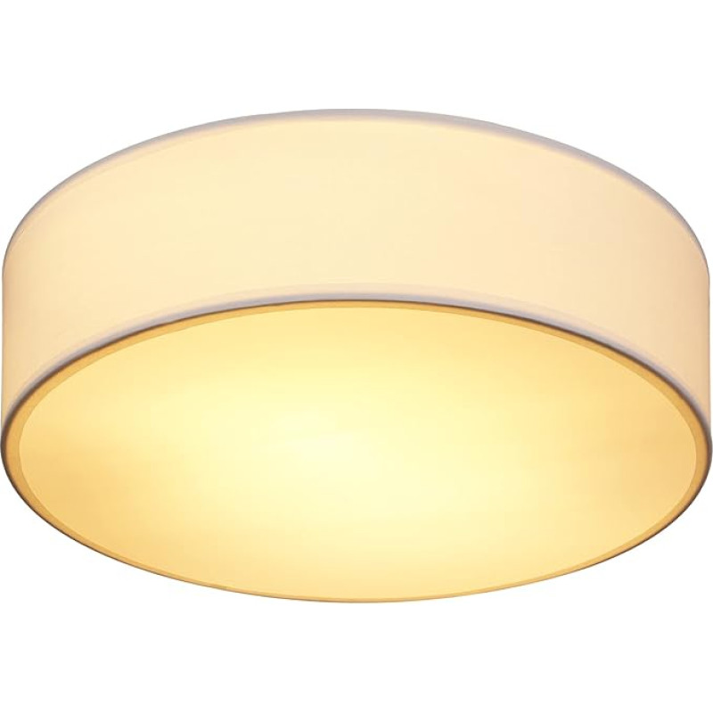MONZANA® Fabric Ceiling Light Living Room Bedroom E27 White 38 cm Round 2 Bulbs 40 W Lamp Hallway Kitchen Ceiling Spotlight Ceiling Light Fabric Ceiling Lamp