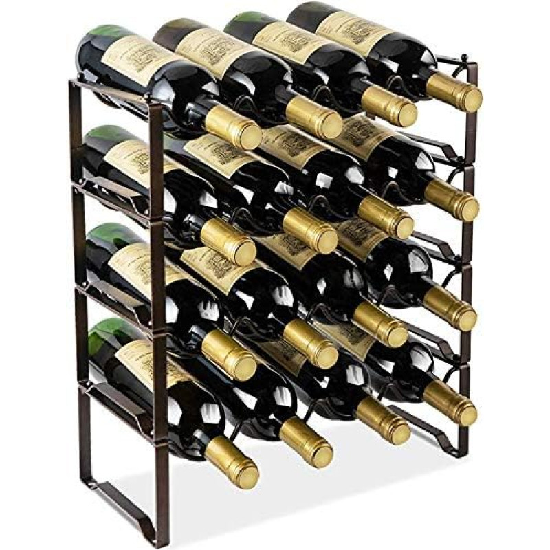 Lekind 4 Tier Wine Rack Stackable Independent Wine Rack Bottle Rack for 16 Bottles