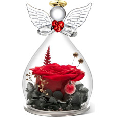 Qinqinxin Mother's Day Gifts for Mum, Eternal Rose Angel Figure Gift for Mum, Grandma, Eternal Flower Dome Glass Angel, Infinity Roses Gifts for Women, Original Gifts for Mother's Day, Birthday