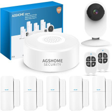 AGSHOME Wireless Home Alarm with Camera1080P for Intelligent Security Scenarios, 120dB Smart Home Alarm 2.4GHz Wireless Alarm System with Camera, 9 Pack Compatible with Alexa