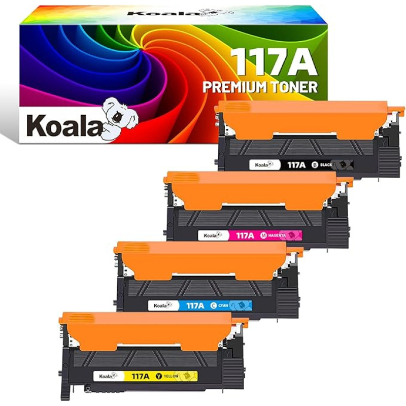 Koala 117A tooner (koos kiibiga) ühildub HP 117A toonerikomplektiga W2070A W2071A W2072A W2073A värvilaser-m MFP 179fwg 178nwg 150nw 179fnw 178nw 150a tooner (must tsüaane kollane magenta 4 tk)