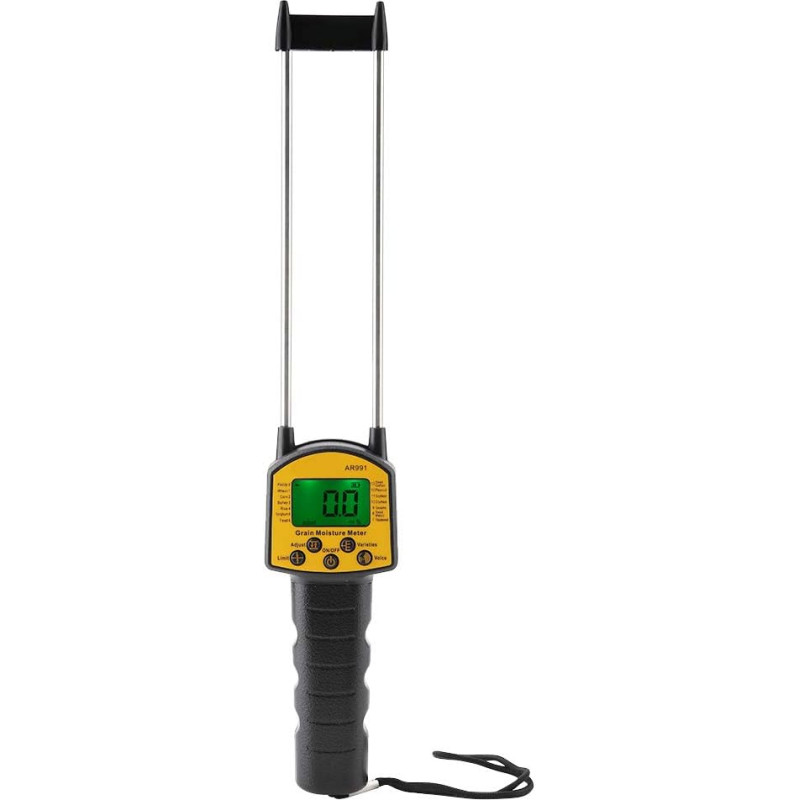 Digital Grain Moisture Meter, AR991 Water Content Analyzer, with LCD Display and Double Rod Steel Probe for Soy, Peanut, Rice, Maize, Wheat