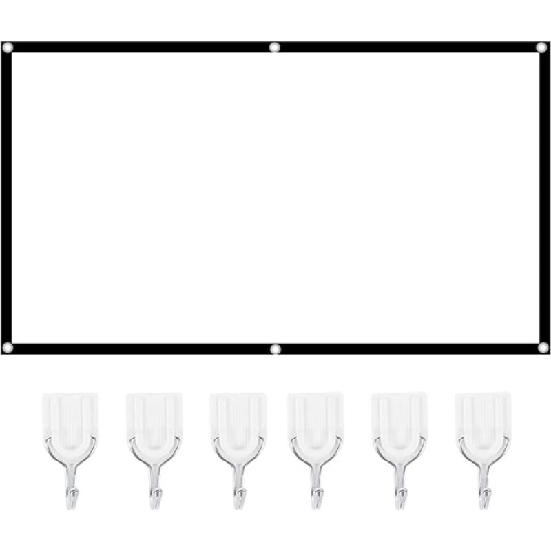 ciciglow Projection Screen, 16:9 HD Projector Film Screen, Professional Punching, Foldable Polyester Projection Curtain for Home Cinema, Outdoor and Indoor (84 Inches)
