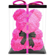 Blumenhandel Nadir Gezer Rose Bear with Black Bow L 33 cm x W 33 cm x H 40 cm Including Pre-Packed Gift Box - Rosebear with Black Bow 40 cm incl. Gift box - Flower Teddy