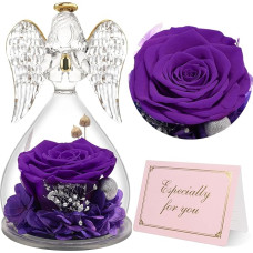 Yamonic Eternal Rose Angel Figure Gifts for Women, Eternal Rose Angel Gifts for Mum, Birthday Gift for Women, Grandma Gift, Eternal Rose in Glass Guardian Angel Christmas, Mother's Day Gift