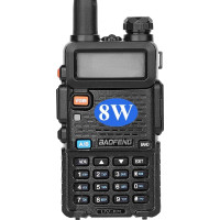 BAOFENG BF UV-5R 8-wattine kahesageduslik kahesageduslik raadio (144MHz-146MHz VHF ja 430MHz-440MHz UHF) koos täieliku komplektiga, must