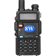 BAOFENG BF UV-5R 8-wattine kahesageduslik kahesageduslik raadio (144MHz-146MHz VHF ja 430MHz-440MHz UHF) koos täieliku komplektiga, must