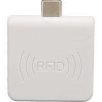 RFID ID mobiiltelefoni kaardilugeja, Portable Contactless USB C 125 kHz Smart Card Reader, Built-in Buzzer, Fast Card Reading, Toetab PC Phone Tablet, Plug and Play (White), Valge), White