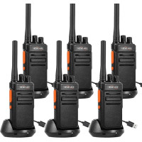 HESENATE HT66 Walkie Talkies, Royalty Free PMR446 raadio, kaugraadioside komplekt, 16 kanalit, Woki Toki käsiraadio, Walky Talky VOX Scan koos USB C laadimisjaamaga (must, 6-st komplekt)