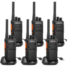 HESENATE HT66 Walkie Talkies, Royalty Free PMR446 raadio, kaugraadioside komplekt, 16 kanalit, Woki Toki käsiraadio, Walky Talky VOX Scan koos USB C laadimisjaamaga (must, 6-st komplekt)
