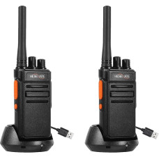 HESENATE HT66 Raadio, Royalty-Free PMR446 Walkie Talkies, pikamaa raadioside komplekt, käeshoitav raadio Woki Toki, 16 kanaliga Walky Talky, Scan VOX USB C laadimisjaamaga (must, 2 komplekti)
