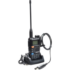 QUANSHENG UV-5RPLUS raadio 5W Walkie Talkie pikamaa laetav käsiraadio täiskasvanutele Politsei raadio FM, NOAA, C-tüüpi laadimine, 200 kanalit (UV-5RPLUS koos kaabliga)