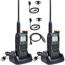 QUANSHENG UV-K5 raadio 5W Walkie Talkie pikamaa laetav käsiraadio täiskasvanutele politseiraadio FM, NOAA, C-tüüpi laadimisega, 200 kanaliga (UV-K5-2 koos D01CK-2 ja kaabliga)