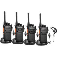 HESENATE HT66 Walkie Talkie, litsentsivaba PMR446 raadio, pikamaa Woki Toki käsiraadio, 16 kanaliga raadioside komplekt, professionaalne Walky Talky Scan VOX koos kõrvaklappidega (must, komplekt 4)