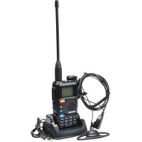 QUANSHENG UV-5RPLUS raadio 5W Walkie Talkie pikamaa laetav käsiraadio täiskasvanutele Politsei raadio FM, NOAA, C-tüüpi laadimine, 200 kanalit (UV-5RPLUS koos D-kujuliste kõrvaklappidega)