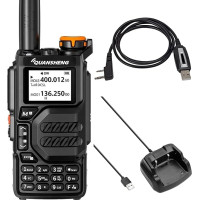 QUANSHENG UV-K5 raadio 5W Walkie Talkie pikamaa laetav käsiraadio täiskasvanutele Politsei raadio FM, NOAA, C-tüüpi laadimine, 200 kanalit (UV-K5 koos kaabliga)