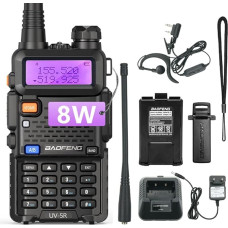 UV-5R 8W Walkie Talkie suure võimsusega FM-raadio 128 kanaliga raadioside raadiosaatja koos kõrvaklappidega