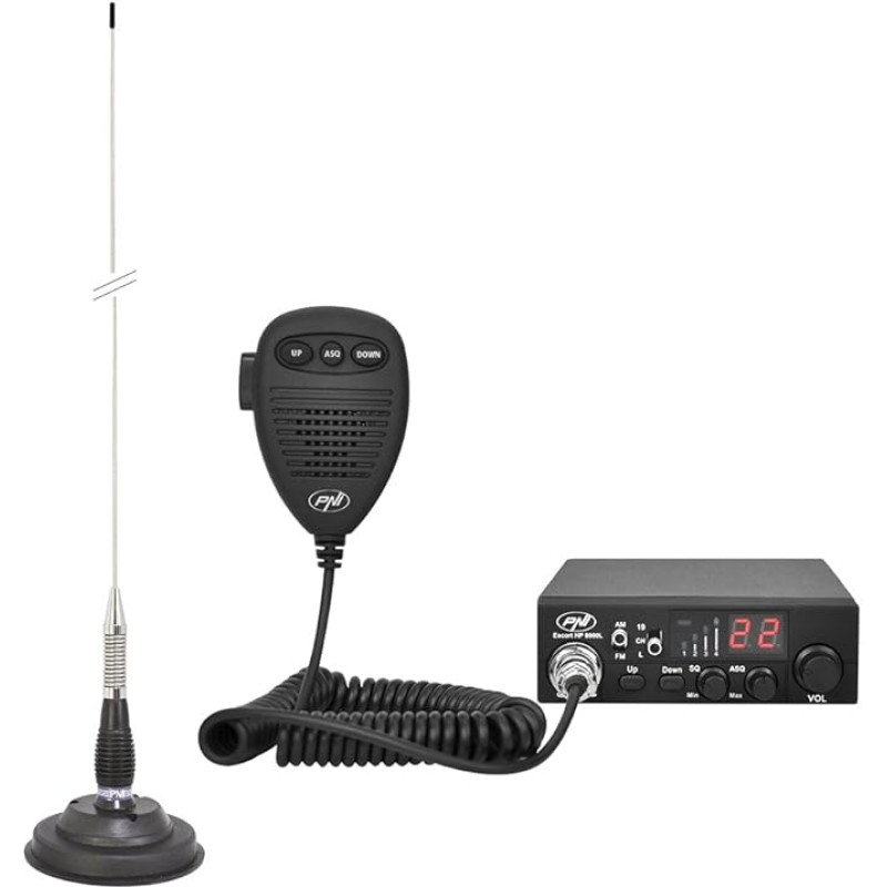 PNI CB raadiokomplekt CB Escort HP 8000L ASQ + CB antenn ML100, kaasa arvatud sigaretisüütaja pistik.