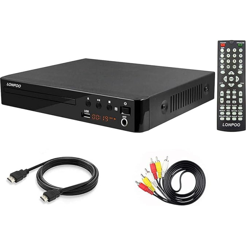 LP-099 DVD-mängija telerile, piirkonnavaba DVD-mängija CD-mängija HDMI-portiga (1080p Upscaling), HDMI AV väljund, USB sisend, kõik piirkonnad vabalt integreeritud PAL NTSC süsteem (LP-099)