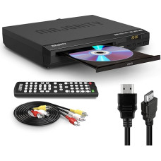 DVD-mängija telerile, piirkonnavaba mini DVD-mängija, DVD-mängija HDMI 1080p Upscalinguga, CD, USB ja MP3 taasesitus, sisaldab HDMI-kaablit, RCA-kaablit ja kaugjuhtimispulti, MAJORITY DVD
