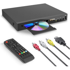 Blu-ray mängija televiisorile, kompaktne Blu-ray Disc mängija 1080P DVD mängija HDMI väljundiga, AV väljund, koaksiaalväljund, USB sisend, toetab kõiki DVD-sid ja piirkond 2 Blu-Ray plaate, integreeritud PAL NTSC