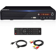 WISCENT Region Free DVD mängija telerile, HDMI 1080p Upscalinguga, USB, CD, kompaktne, koos HDMI kaabli, RCA kaabli ja puldiga