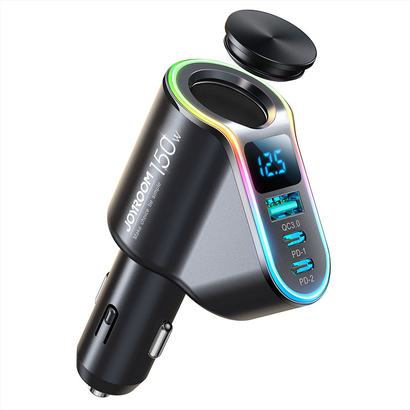 4in1 USB-A 2x USB-C PD kiirlaadija 150W must