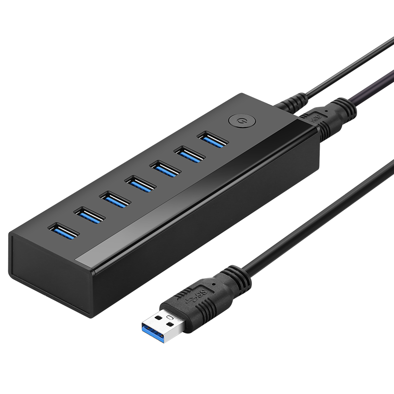 7in1 HUB splitter USB-A kuni 7x USB-A 5Gb/s adapter mustaks