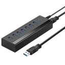 7in1 HUB splitter USB-A kuni 7x USB-A 5Gb/s adapter mustaks