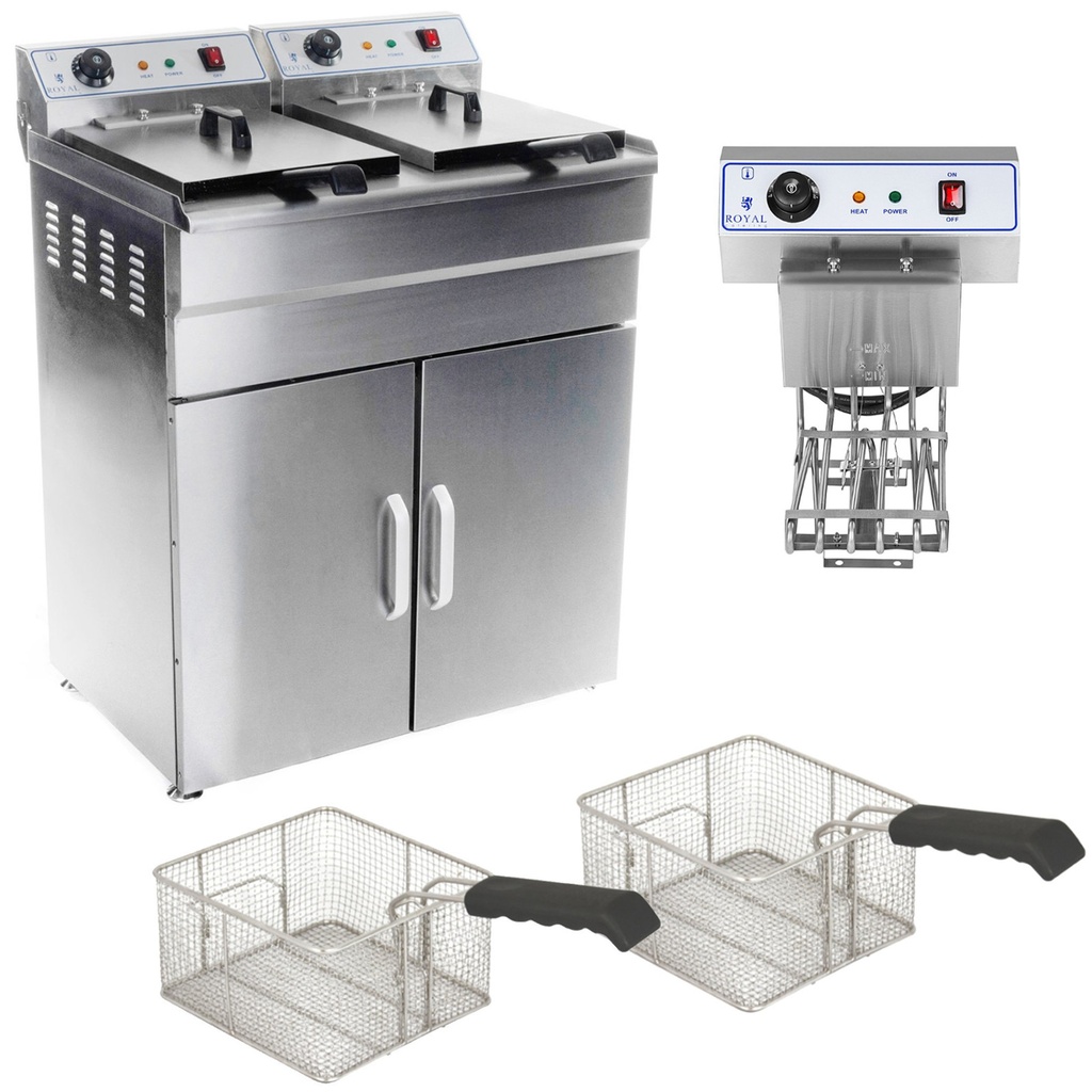Double chamber fryer with cabinet 400V - 2x10L