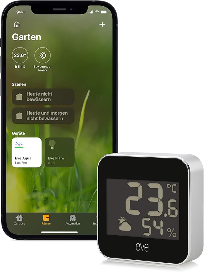 Eve Weather Smart Weather Station, Digital Thermometer & Hygrometer with Weather Trend Display, Humidity and Barometric Pressure, IPX4 Water Resistance, Display, Wireless, Thread, Apple HomeKit