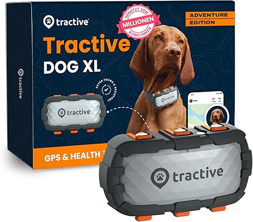 Tractive GPS Tracker Dog - XL Adventure | Bite-Resistant Fibreglass Housing | Up to 1 Month Battery | Market Leader | Worldwide Live Tracking | Away Alarm | Activity Tracking & Health Warnings