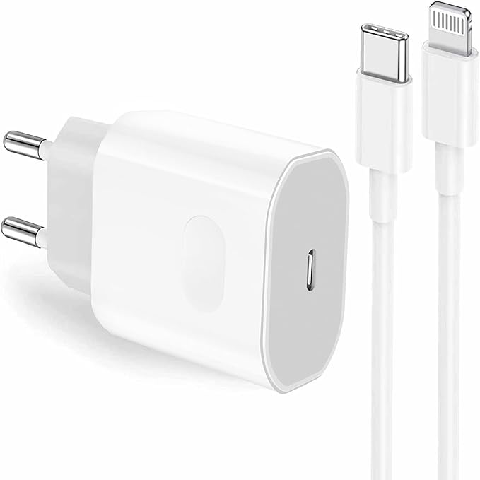 iPhone charger, 20 W USB C adapter with 2 m lightning cable, charging cable for iPhone 14/13/12/11 Pro Max/Plus, iPad Pro/Air, fast charging cable, fast charger