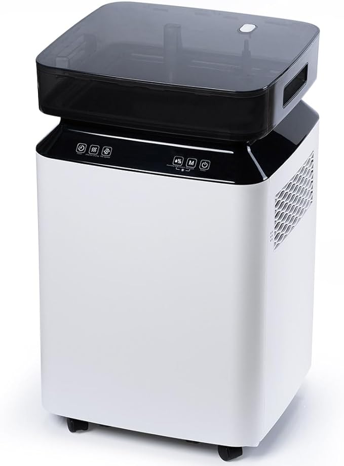 iOCHOW 50L/Day Compressor Electric Dehumidifier: Large Intelligent Portable Room Dehumidifier with 24-Hour Timer, Water Drain Pump, Eco R290 Construction Dryer for Home Office