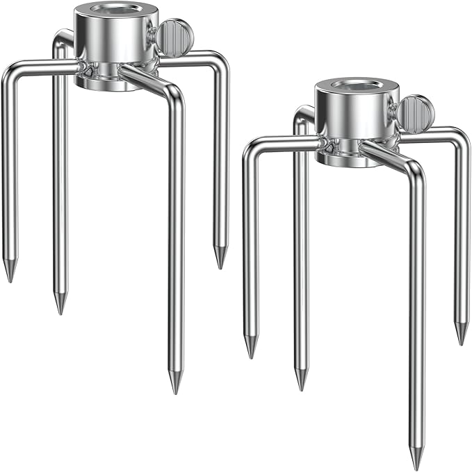 Onlyfire BRF-6003 Verchromt BBQ Fleischklammer Fleischnadel mit Feststellschraube für Durchmesser von Drehspieß Grillspieß 13 mm und kleiner