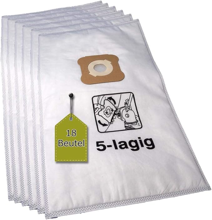 18 Vacuum Cleaner Bags Compatible with KIRBY G1 - G10 - Microfleece, 18 Vacuum Cleaner Bags, Compatible with Swirl KM2 Vacuum Cleaner Bags