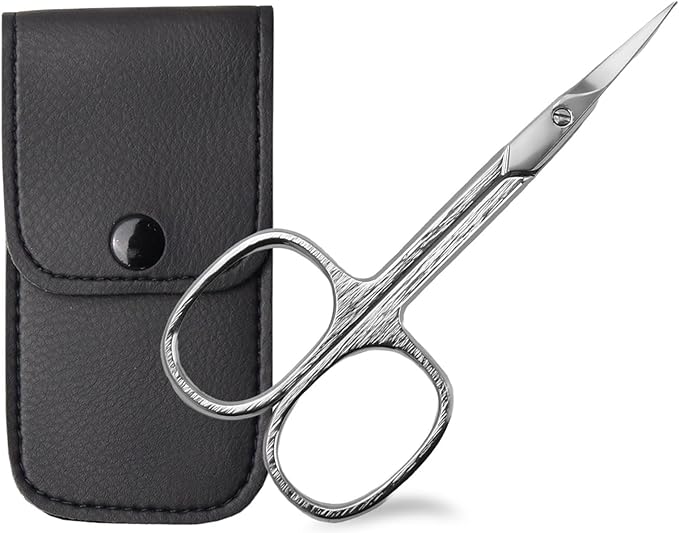 Left-Handed Cuticle Scissors Made in Germany with Curved Cutting Surface - Professional Nail Cuticle Scissors for Precise Removal of Cuticles with Case for Storage