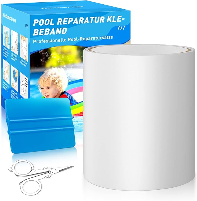 KAZATE Pool Repair Kit, Pool Repair Kit, Self-Adhesive Underwater, Waterproof, 10 cm x 150 cm Repair Tape, Pool Patches for Water Bed, Pool, Pool Film, Paddling Pool, Air Mattress