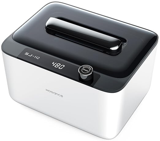 Hogance Ultrasonic Cleaner 900 ml, 50 W Ultrasonic Cleaning Device, Ultrasonic Device Cleaning Device with 6 Time Modes for Jewellery, Glasses, Watches, Mouthguard, Makeup Brush, with Degas Modes,