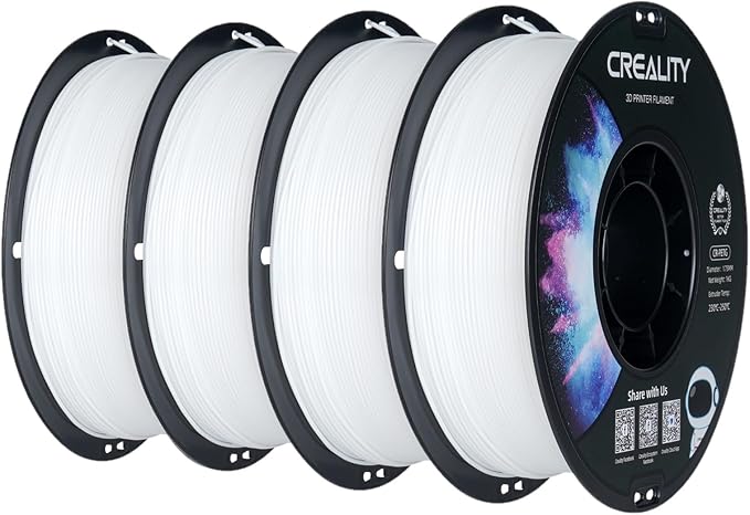 Creality CR-PETG Filament 1.75 mm 4 kg White, 3D Printer Filament PETG, Dimensional Accuracy +/-0.02 mm Vacuum Packaging Tidy Spool (4 x 1 kg Spool, White)