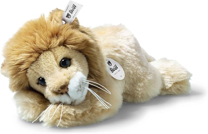 Steiff Cuddly Toy Little Friend Lion Leo, Cute Stuffed Toy with Plastic Eyes, Children, Boys & Girls, Plush Toy 22 cm, Beige, 280092