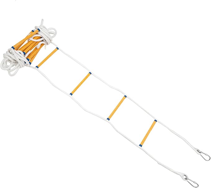 LUNICASHA Rescue Ladder, Rope Ladder, 12 m Fire Ladder, Safety Ladder with Carabiners, Balcony Rescue Ladder, Fire Ladder, Rope Ladder, Adult