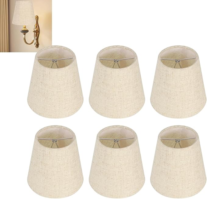 Pilipane 6 Pieces Candelabra Lampshades for Table Lamps, Fabric Lampshade for Table Chandelier, Wall Lamp Cover, Accessories, Home Decoration