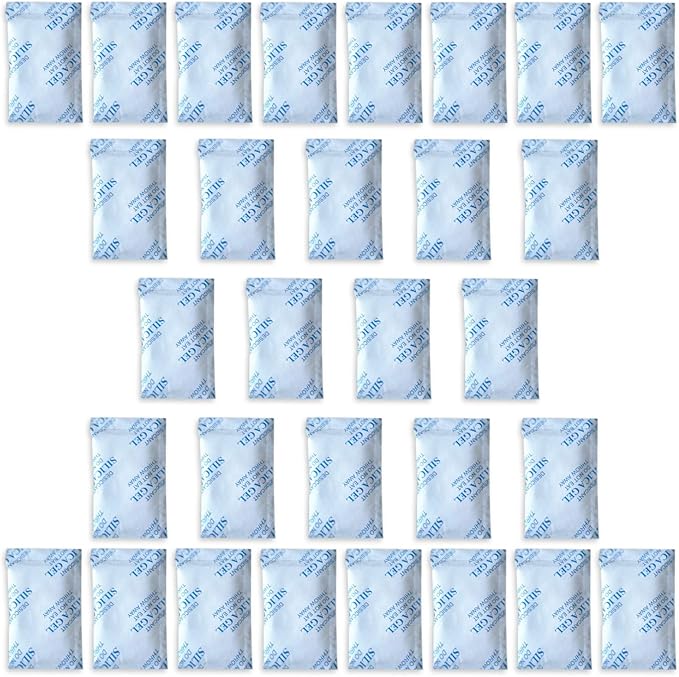30 x 10g E-Cron Desiccant Silica Gel in Tyvek Packets Pure Safe and Reusable Dehumidifier Silica Bags Renewable Granules Room Dehumidifier Silica Gel Bags