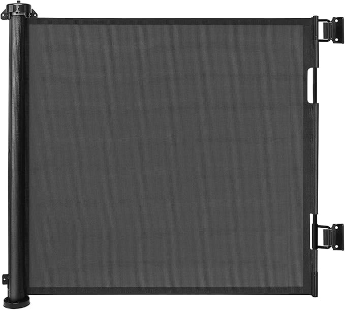 Retractable Stair Safety Gate for Babies, 0-150 cm Wide, Baby Barrier, Cat and Dog Barrier, One-Handed Operation, Suitable for Indoor & Outdoor Use (150 cm, Black)