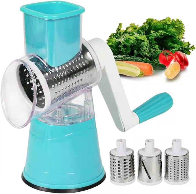 Multipurpose Grater for Kitchen Rotary Cheese Grater Kitchen Tools for Fruits Vegetables Spiralizer Easy to Clean and Cut Vegetable Shredder