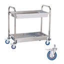 Steel 2-shelf waiter cart with deep shelves