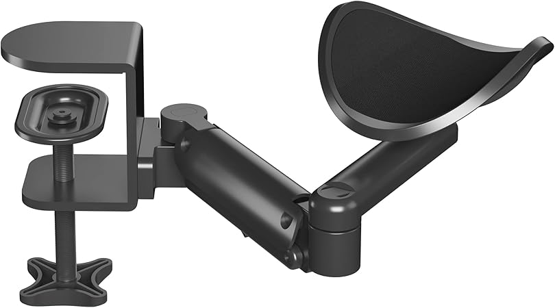 BONTEC Ergonomic Armrest Support Wrist Rest for Desk Armrest Pad Rotating Wrist Support (Black), Extender & Adjustable, Aluminium