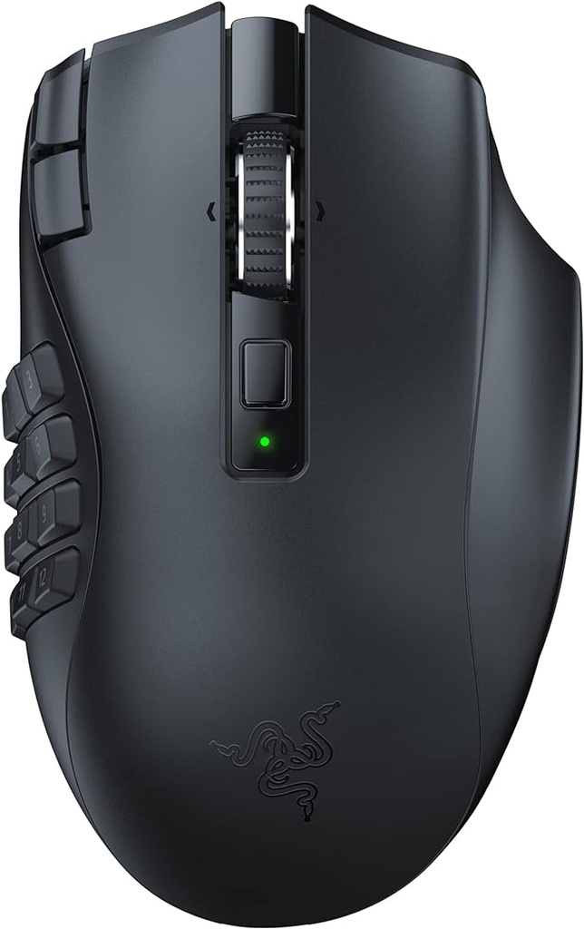 Razer Naga V2 HyperSpeed - Ergonomische Kabellose MMO Gaming Maus (19 Programmierbaren Tasten, Wireless 2,4 GHz, Bluetooth, Bis zu 250 Stunden, Focus Pro 30K Optischer Sensor) Schwarz